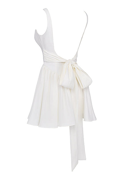 ivory cotton bow mini dress