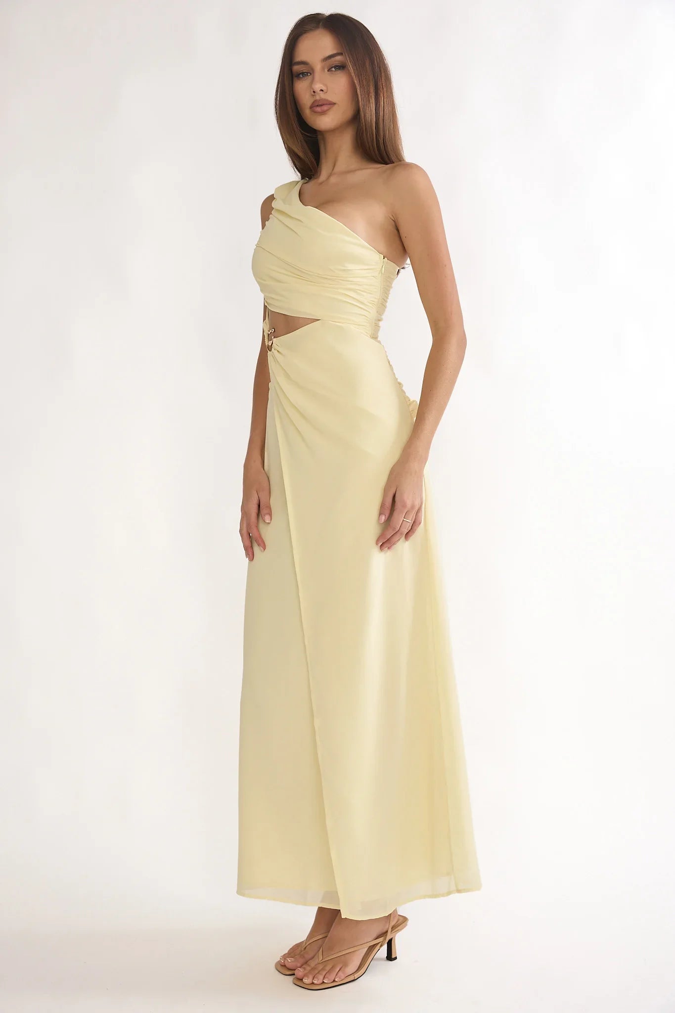 Ivora One-Shoulder Cut-Out Waist Maxi Dress Butter