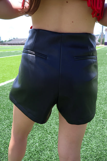 Black Faux Leather Skort