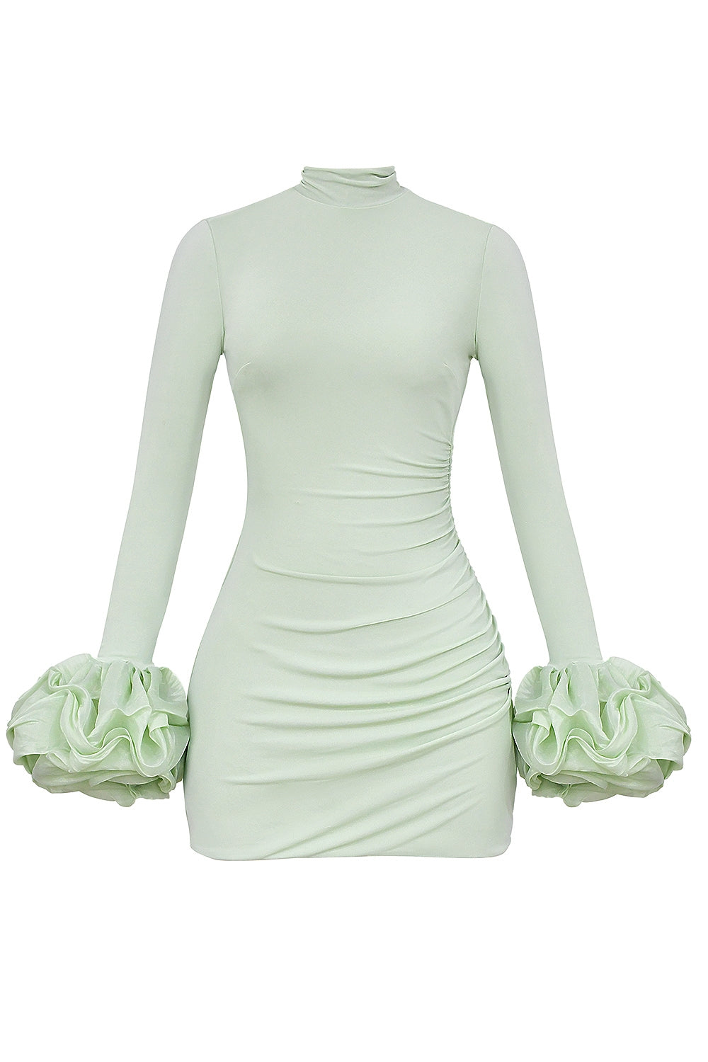 pistachio ruffle cuff mini dress - sale