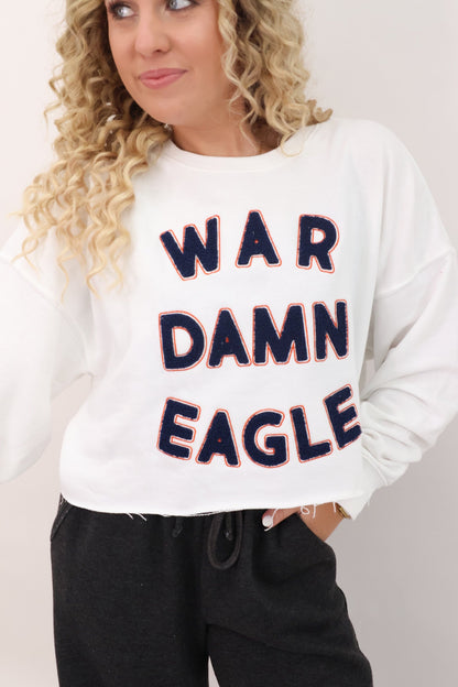 War Damn Eagle Chenille Cropped Sweatshirt