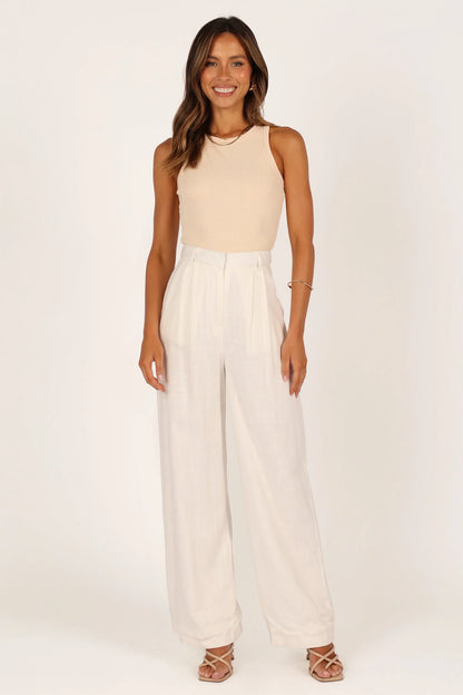 Ari Ribbed Tank Top - Beige