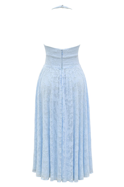 bluebell floral jacquard halter midi dress