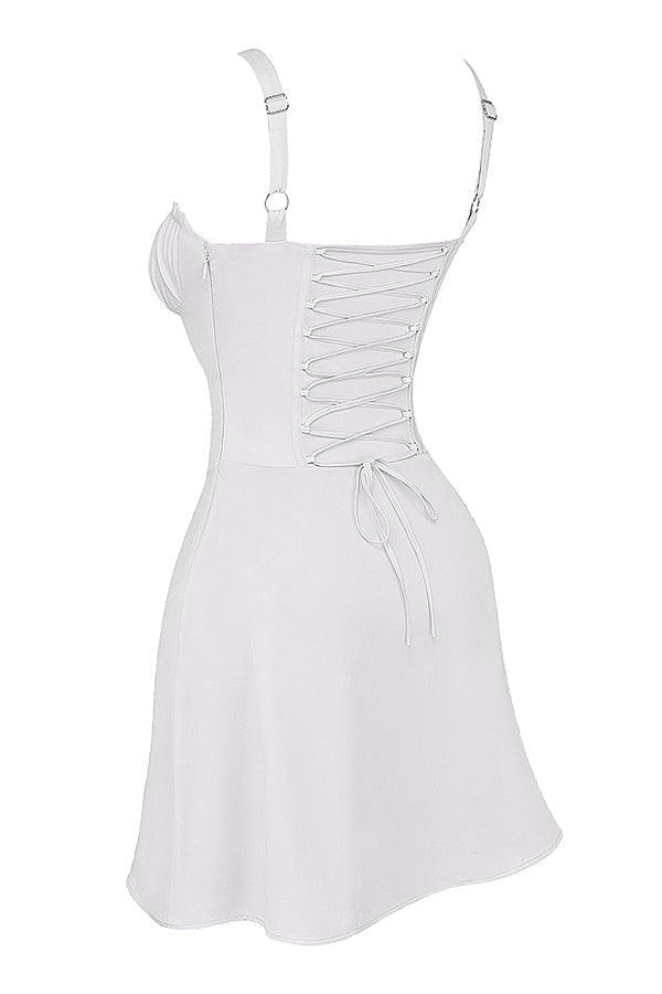 white corset mini dress