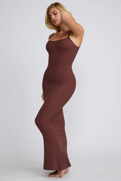 Modal Scoop-Neck Maxi Dress in Chocolate