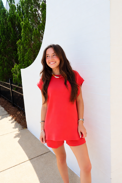 Laguna Casual Shorts Set - Vibrant Brick