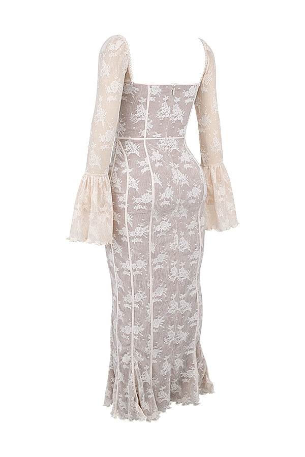 vintage cream lace maxi dress