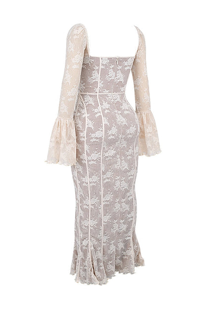 vintage cream lace maxi dress