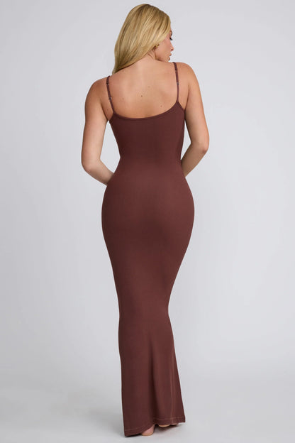 Modal Scoop-Neck Maxi Dress in Chocolate
