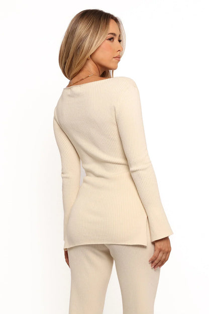 Fleur Ribbed Knit Top - Cream