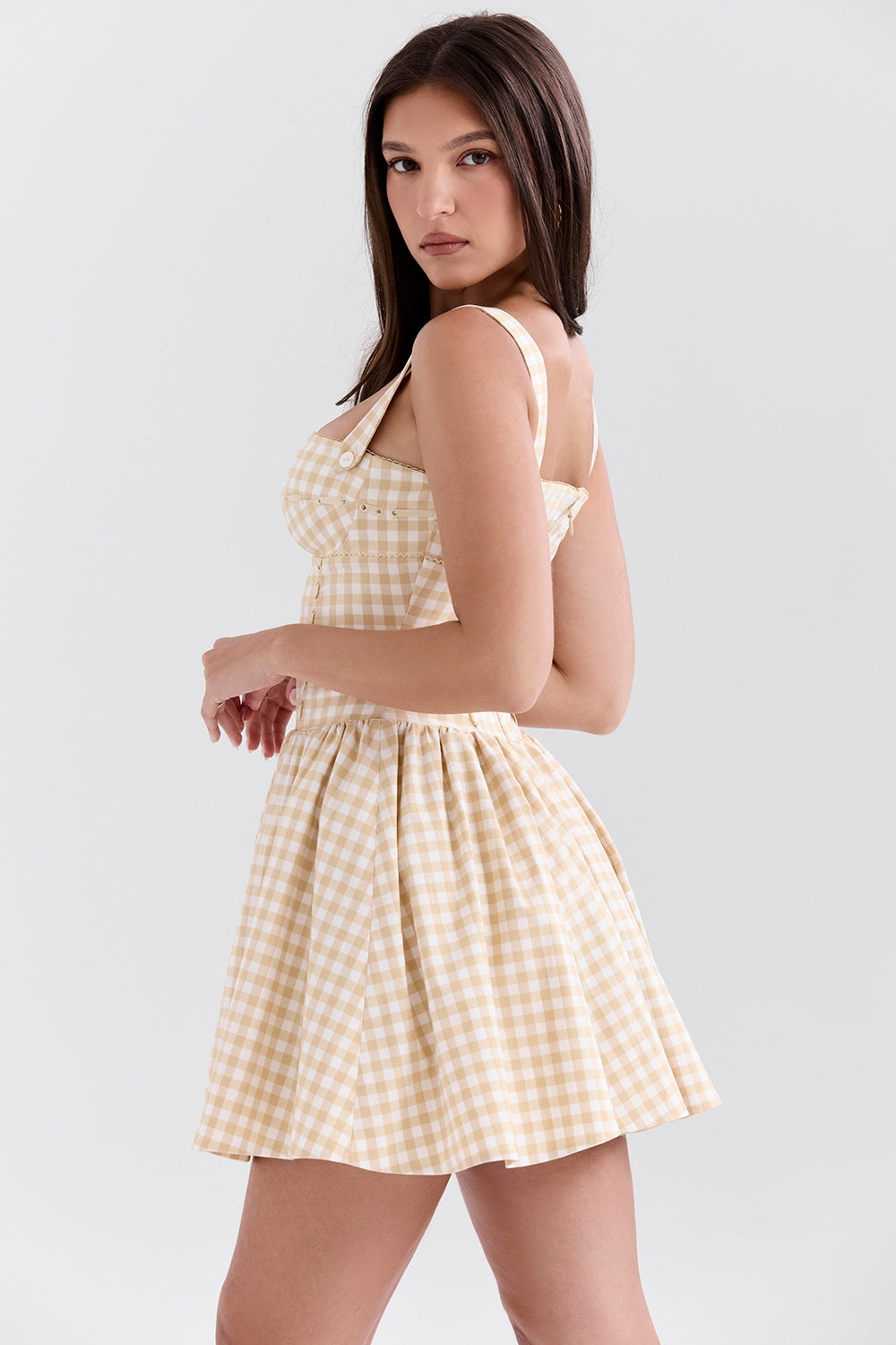 gingerbread gingham mini dress