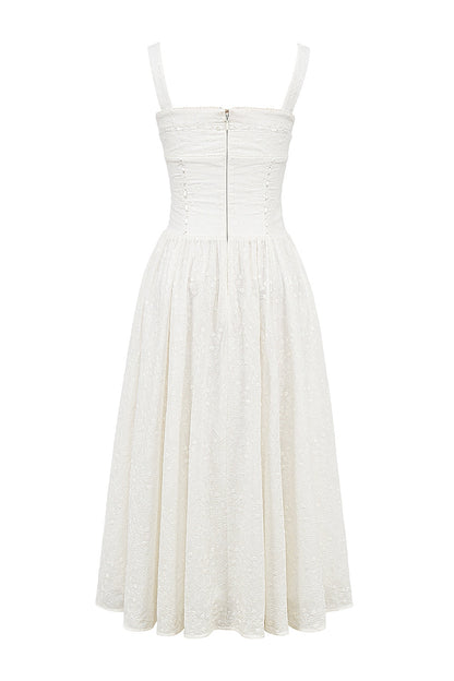 white broderie anglais midi sundress