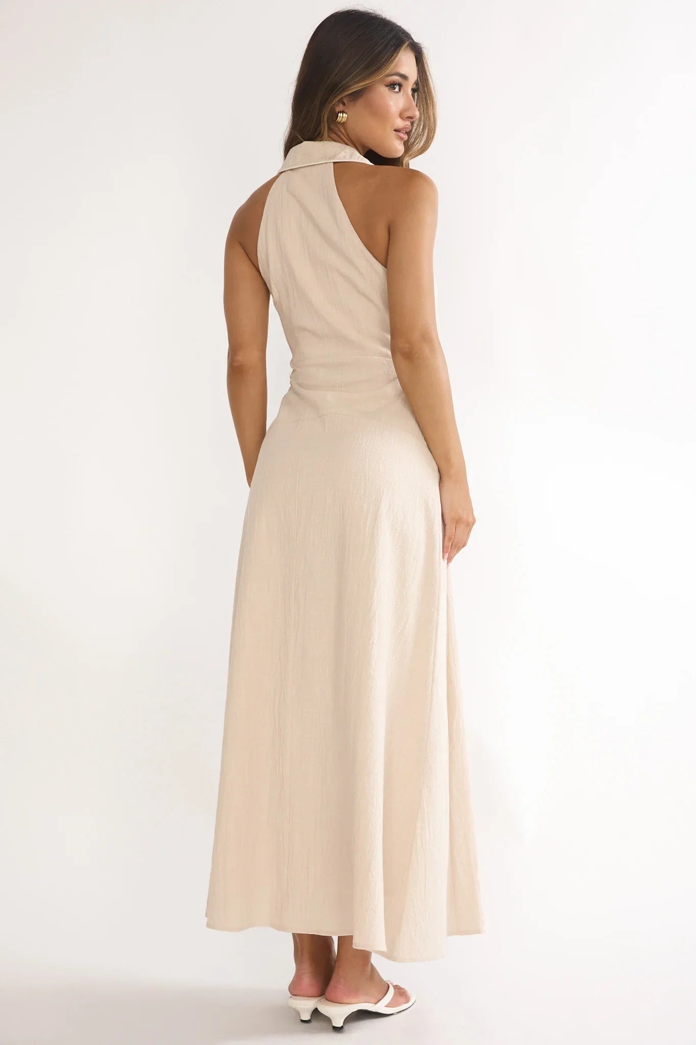 Teagun Collared Button Maxi Dress Stone