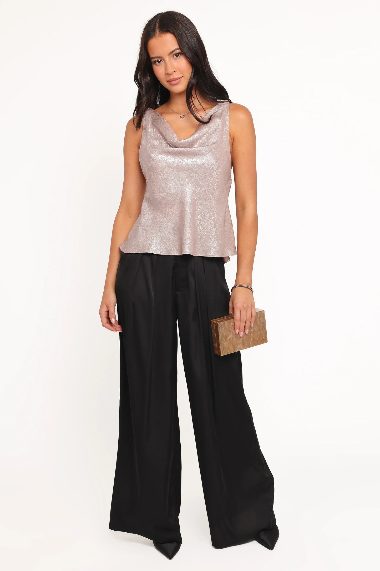 Vita Cowl Neck Cami Top - Champagne