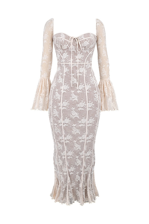 vintage cream lace maxi dress