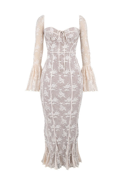 vintage cream lace maxi dress