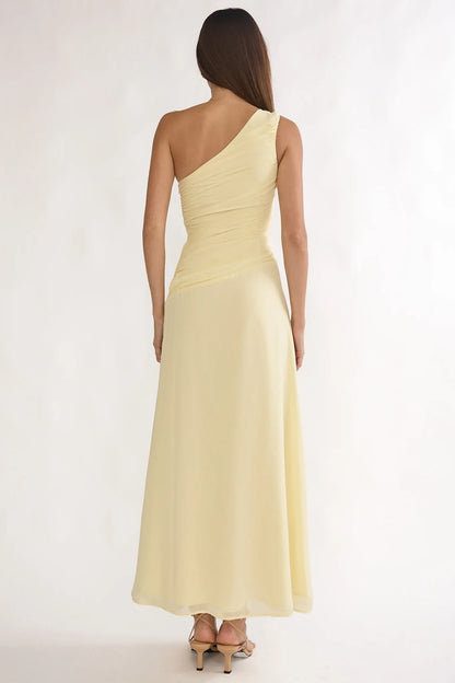 Ivora One-Shoulder Cut-Out Waist Maxi Dress Butter