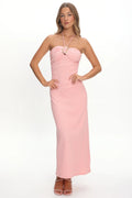 Letisha Textured Halter Maxi Dress Pink