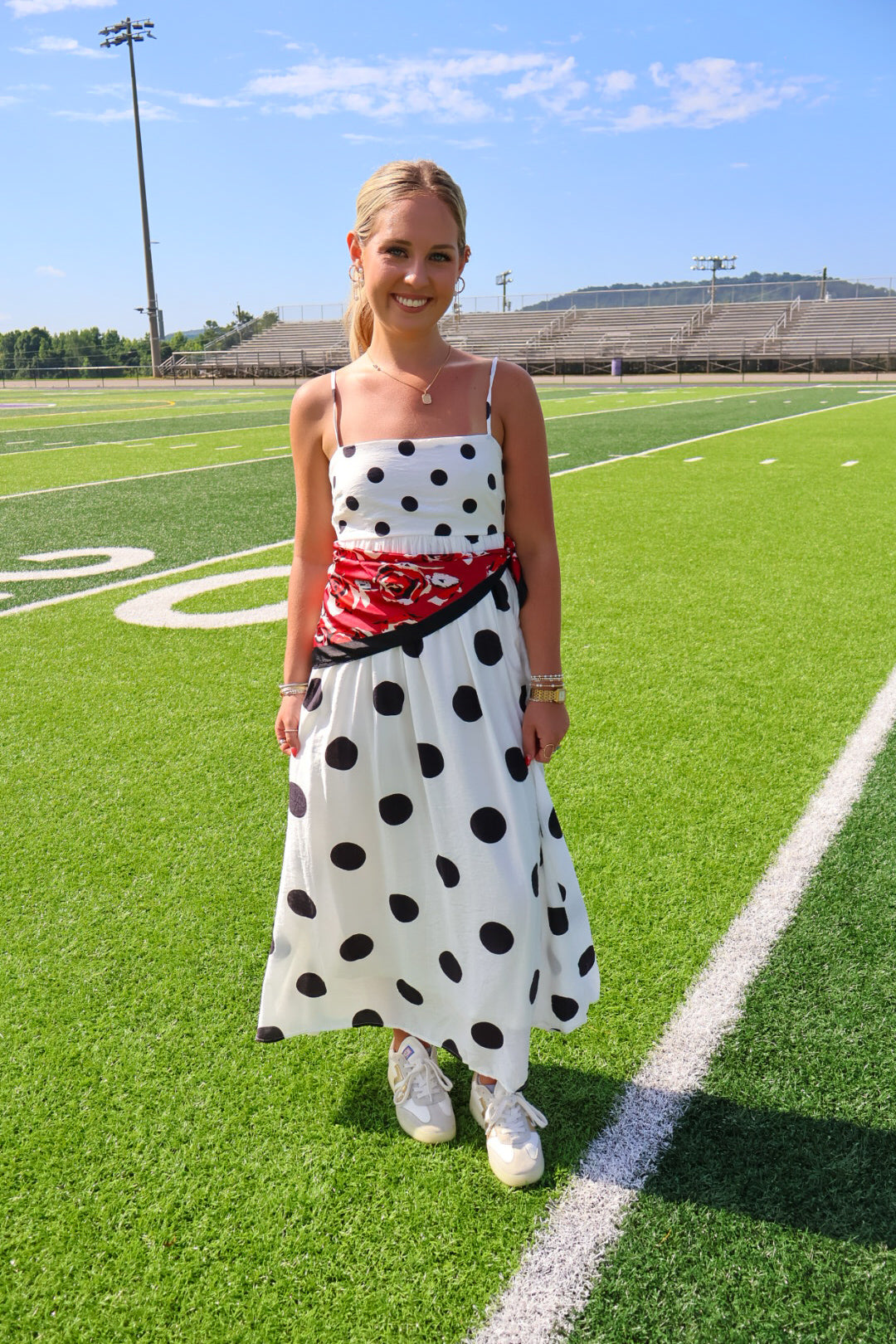 Black and White Polka Dot Midi Dress