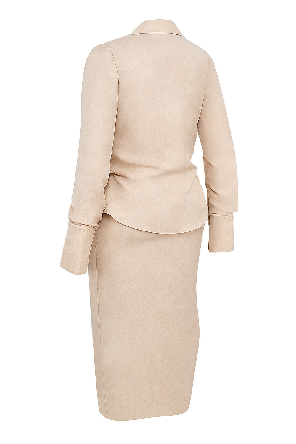 almond plunge shirt midi dress