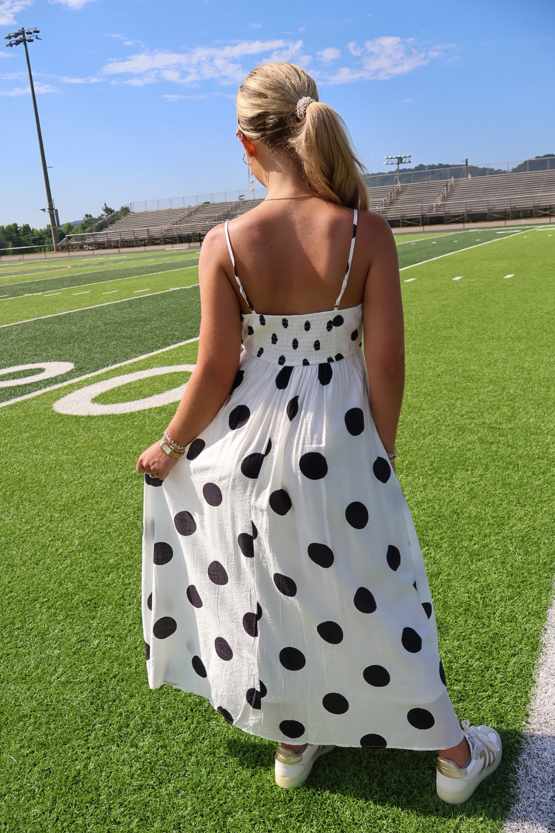 Black and White Polka Dot Midi Dress