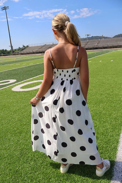 Black and White Polka Dot Midi Dress