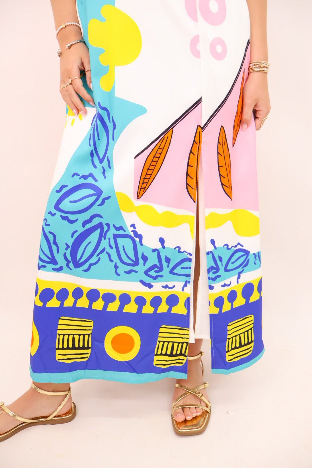 Bold Tropical Tie Front Midi Dress