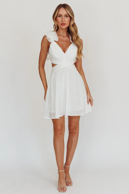 Madara Lace-Up Back Mini Dress White