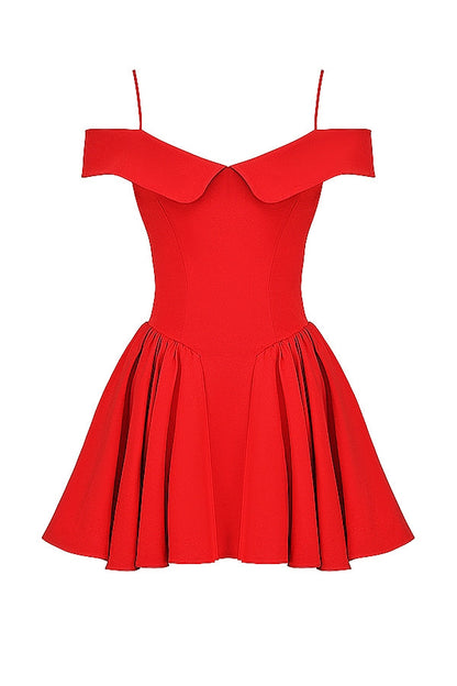 scarlet off shoulder mini dress