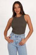 Ari Ribbed Tank Top - Olive