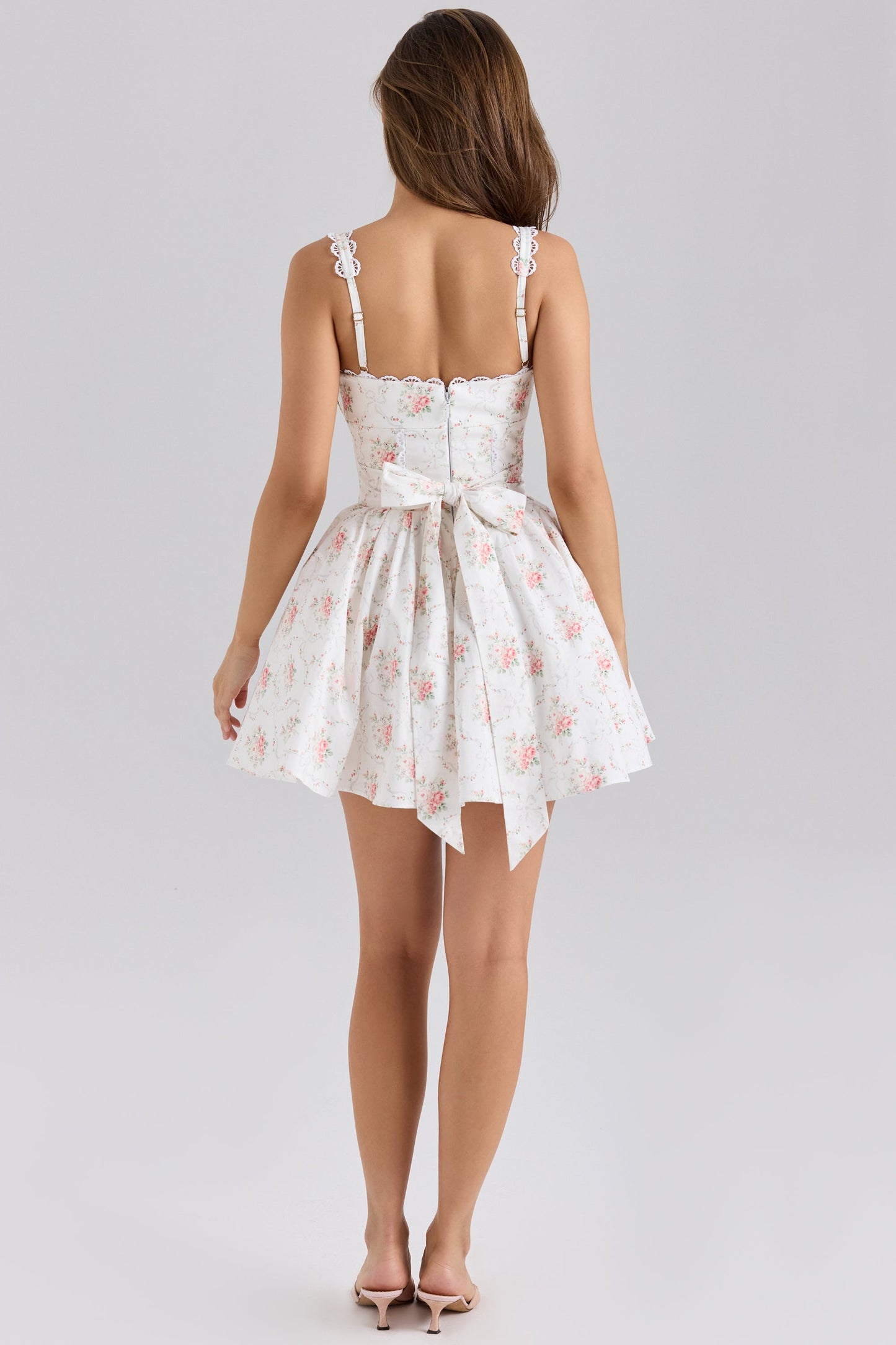 rose print stretch cotton mini dress