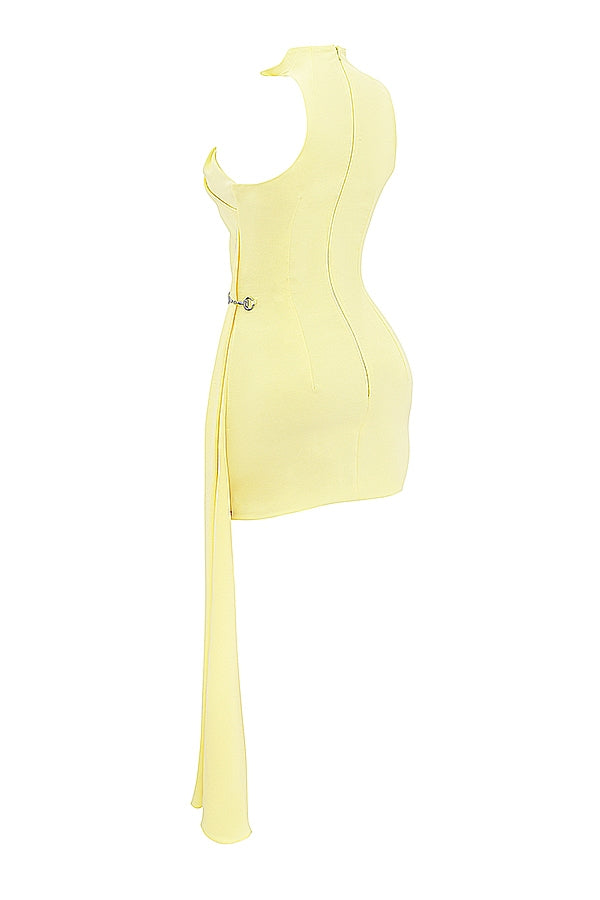 lemon halter mini dress