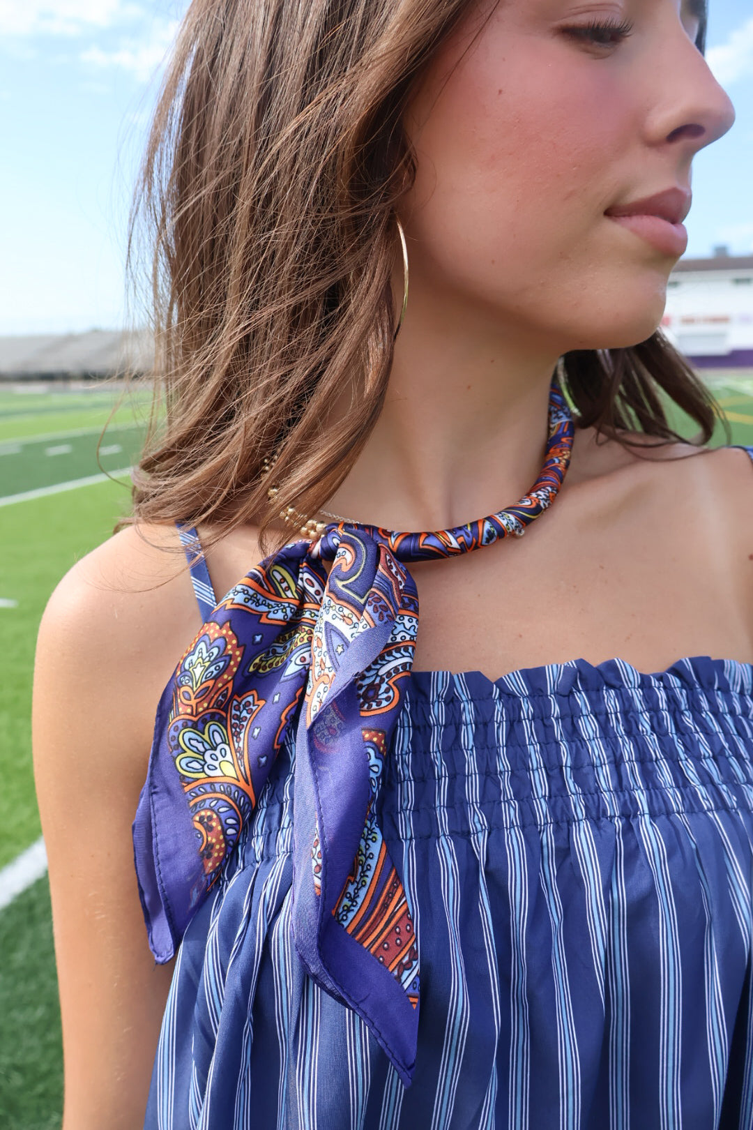 Gold Ball Choker Scarf Necklace