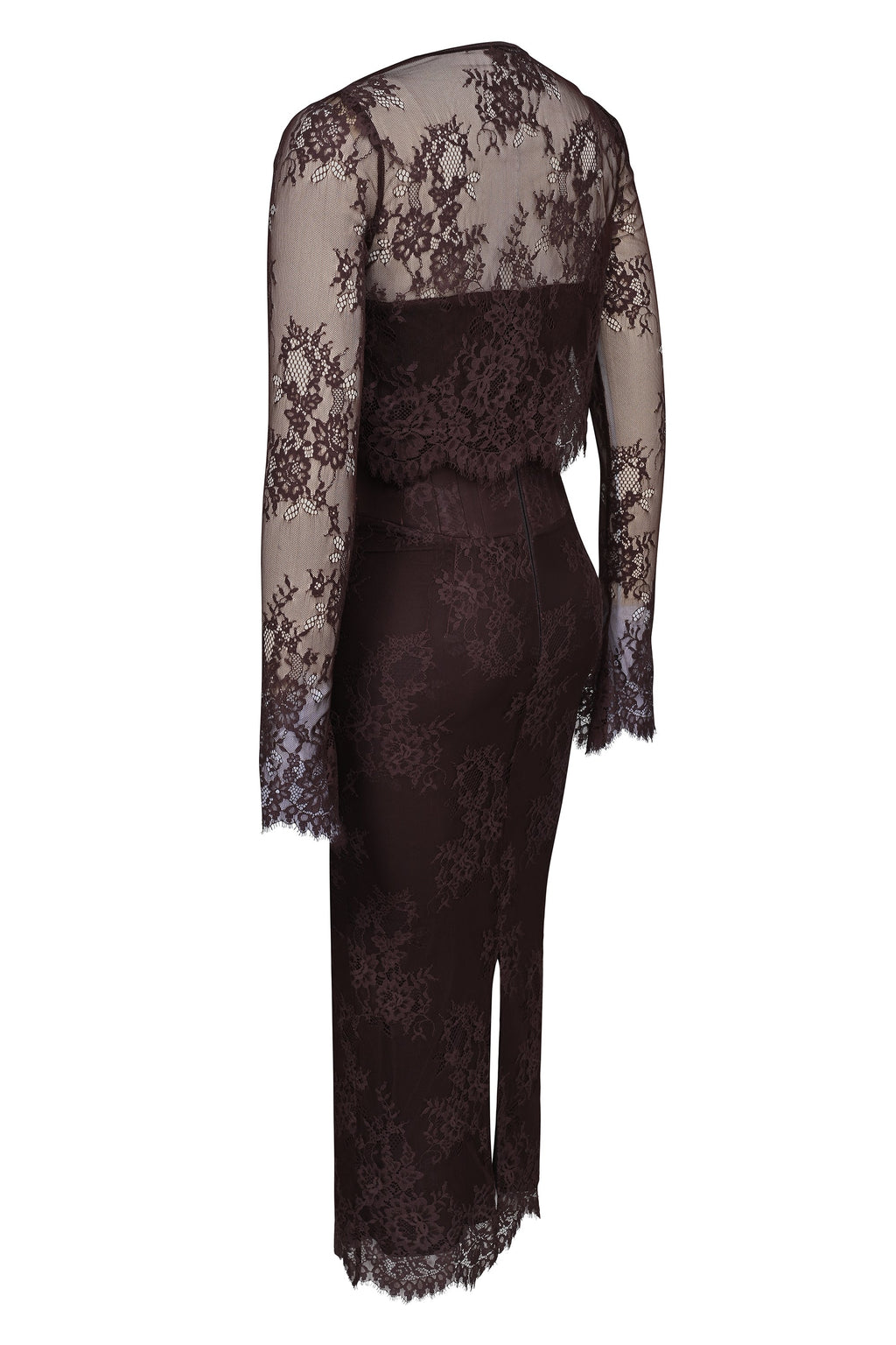bitter chocolate lace corset midi dress & bolero
