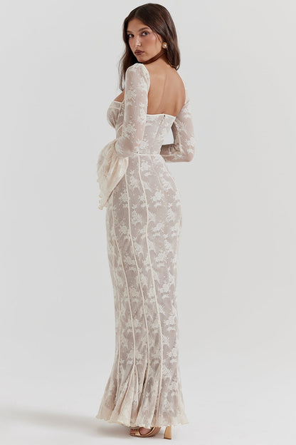 vintage cream lace maxi dress