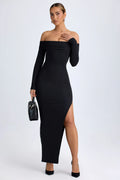 Modal Off-Shoulder Open-Back Maxi Dress in Black