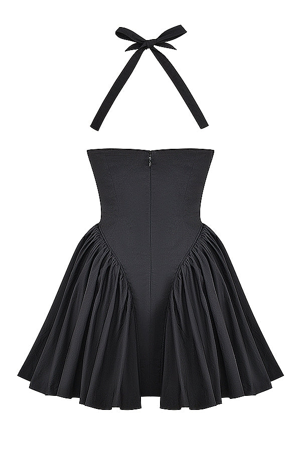 black halter mini dress