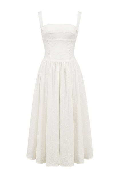 white broderie anglais midi sundress