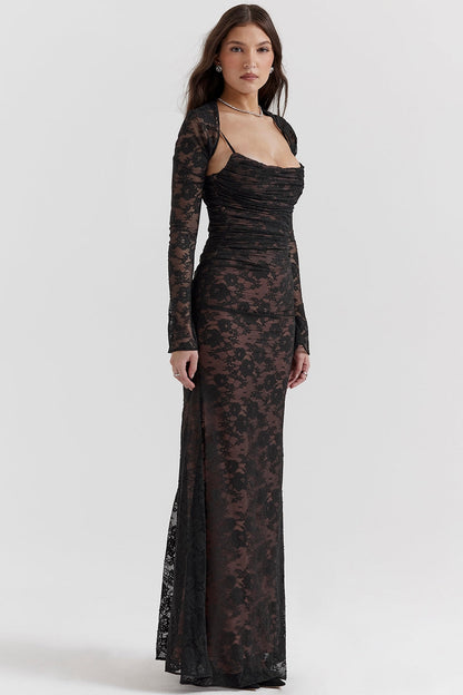 black lace maxi dress