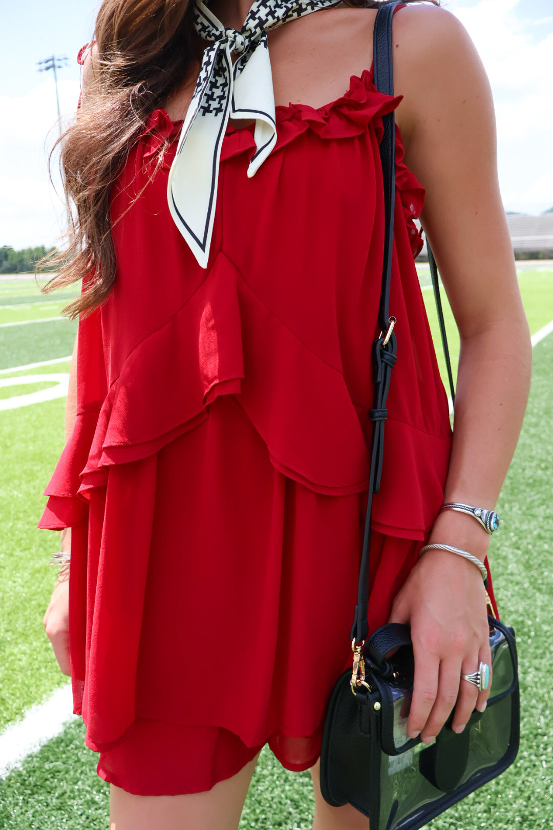 Crimson Tiered Ruffle Romper