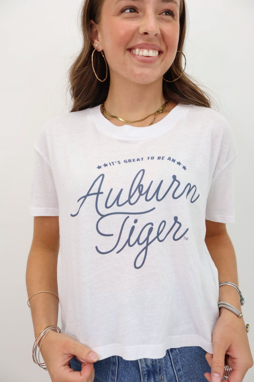 It's Great To Be Auburn Crop Tee - White