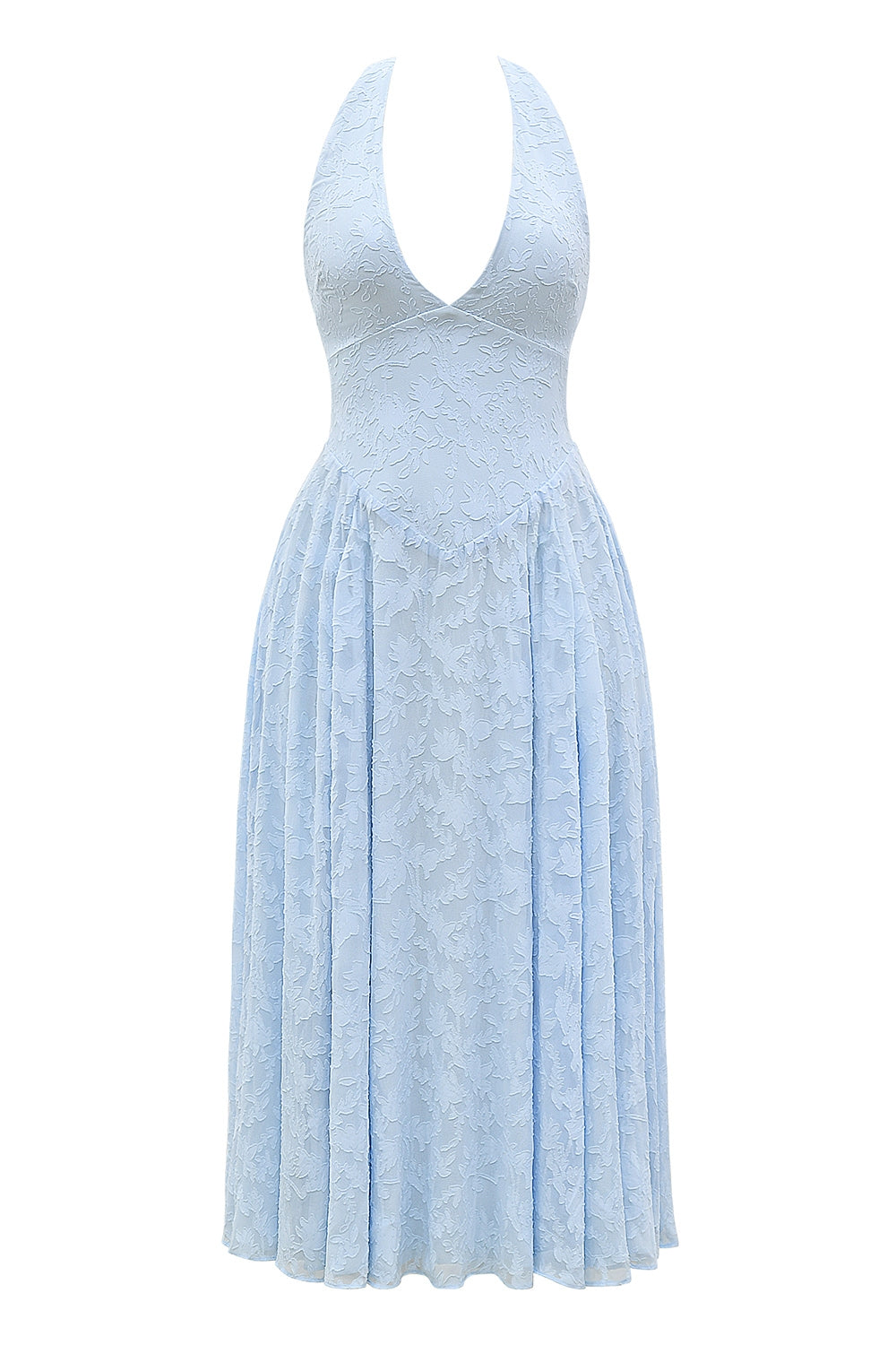 bluebell floral jacquard halter midi dress