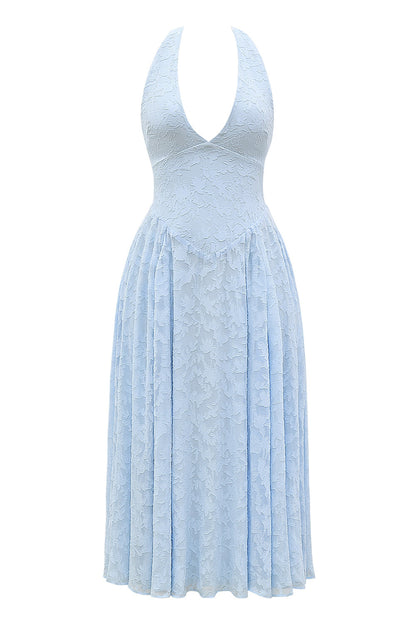bluebell floral jacquard halter midi dress