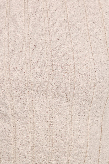 Brodie Wide Rib Knit Top - Beige