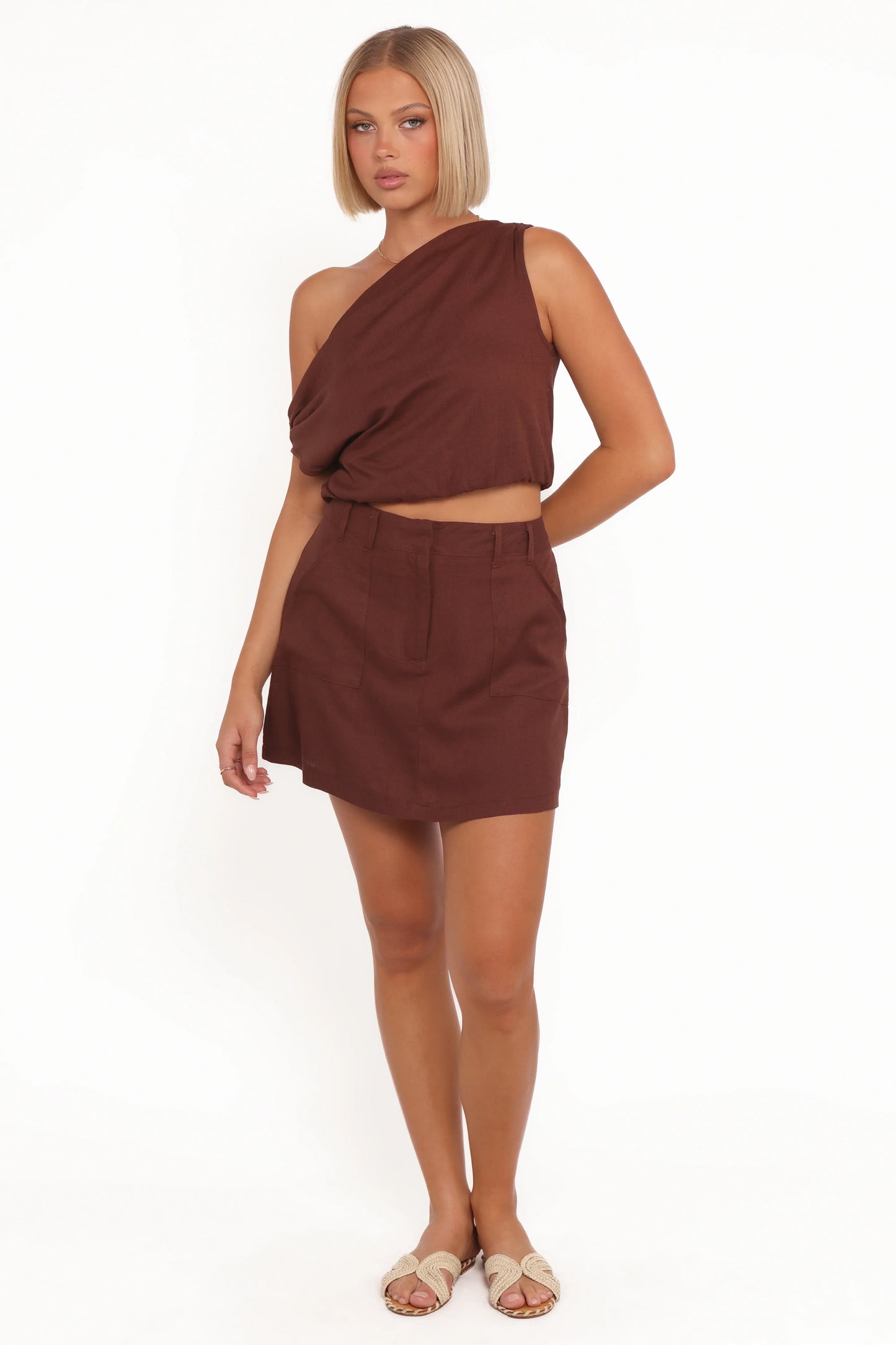 Shaw Off Shoulder Top - Chocolate Brown