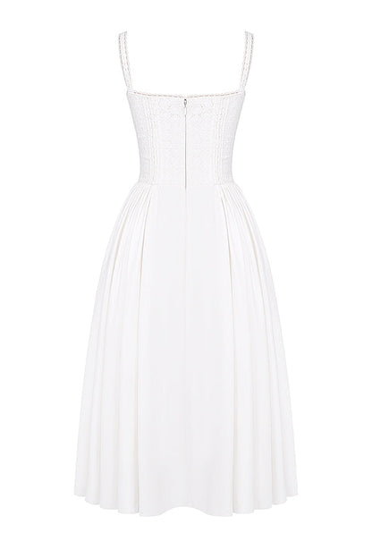 white broderie anglais & cotton midi dress