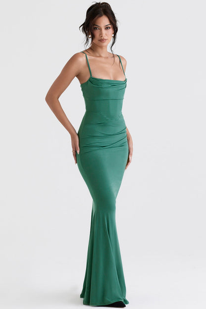 forest corset maxi dress