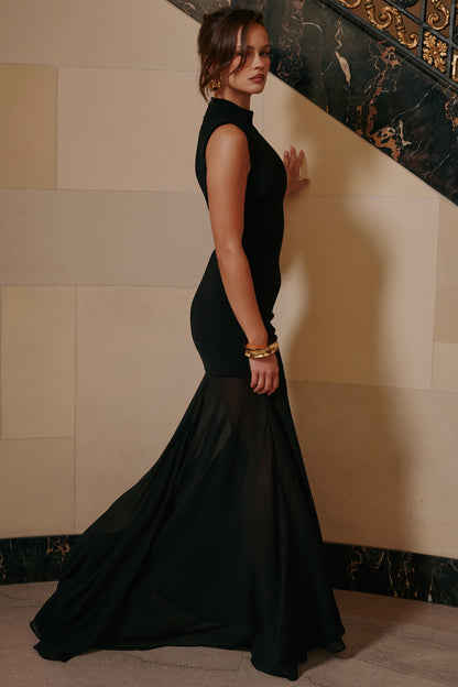 black keyhole maxi dress