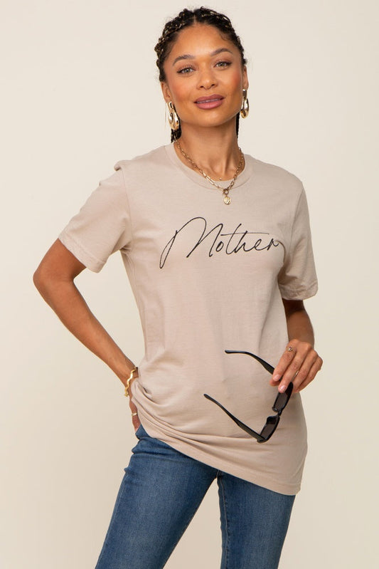 Beige Mother Graphic Top