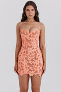 sorbet embroidered floral lace mini dress